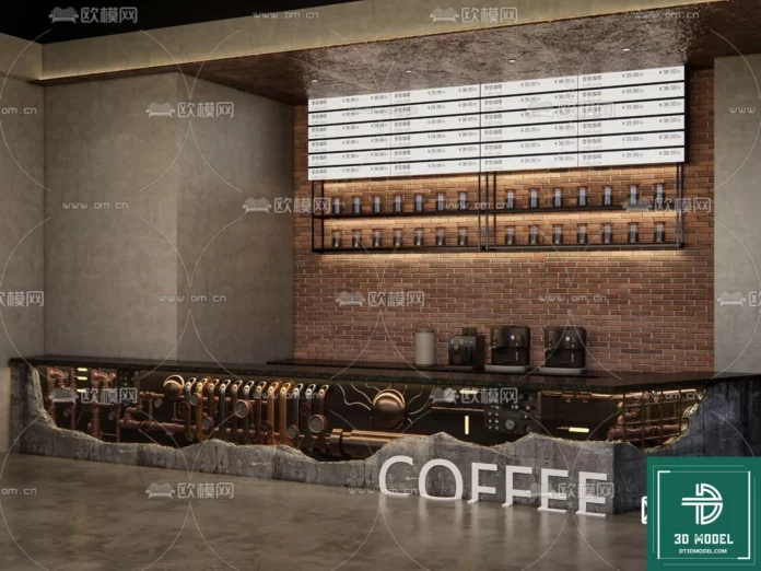 MODERN COFFEE SHOP - SKETCHUP 3D SCENE - VRAY OR ENSCAPE - ID05091