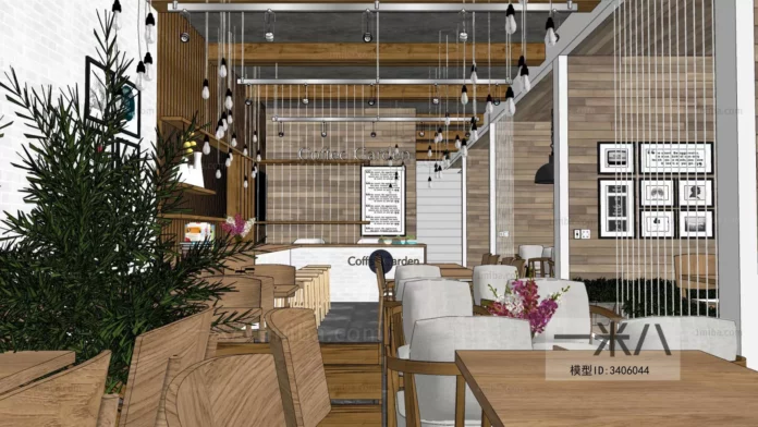 MODERN COFFEE SHOP - SKETCHUP 3D SCENE - VRAY OR ENSCAPE - ID05116