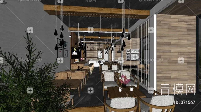 MODERN COFFEE SHOP - SKETCHUP 3D SCENE - VRAY OR ENSCAPE - ID05119