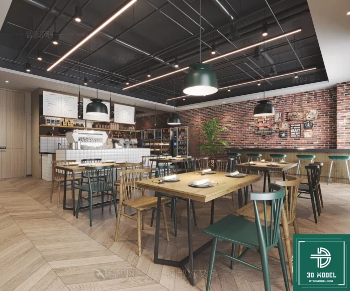MODERN COFFEE SHOP - SKETCHUP 3D SCENE - VRAY OR ENSCAPE - ID05124
