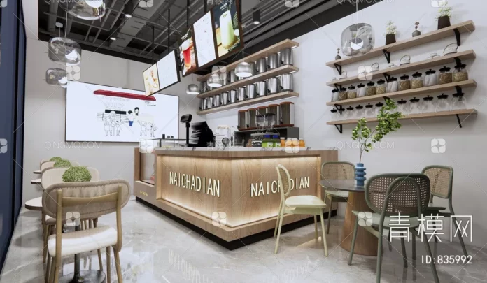MODERN COFFEE SHOP - SKETCHUP 3D SCENE - VRAY OR ENSCAPE - ID05129