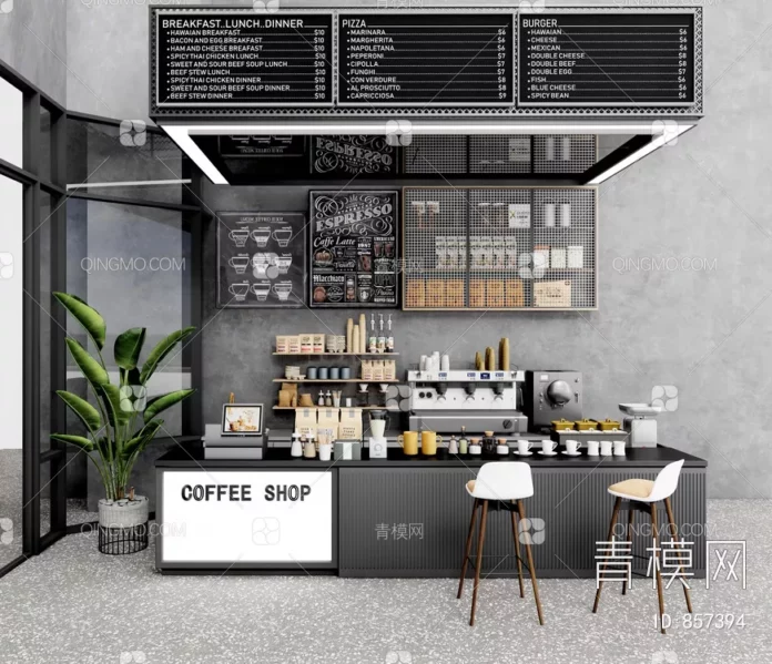 MODERN COFFEE SHOP - SKETCHUP 3D SCENE - VRAY OR ENSCAPE - ID05131