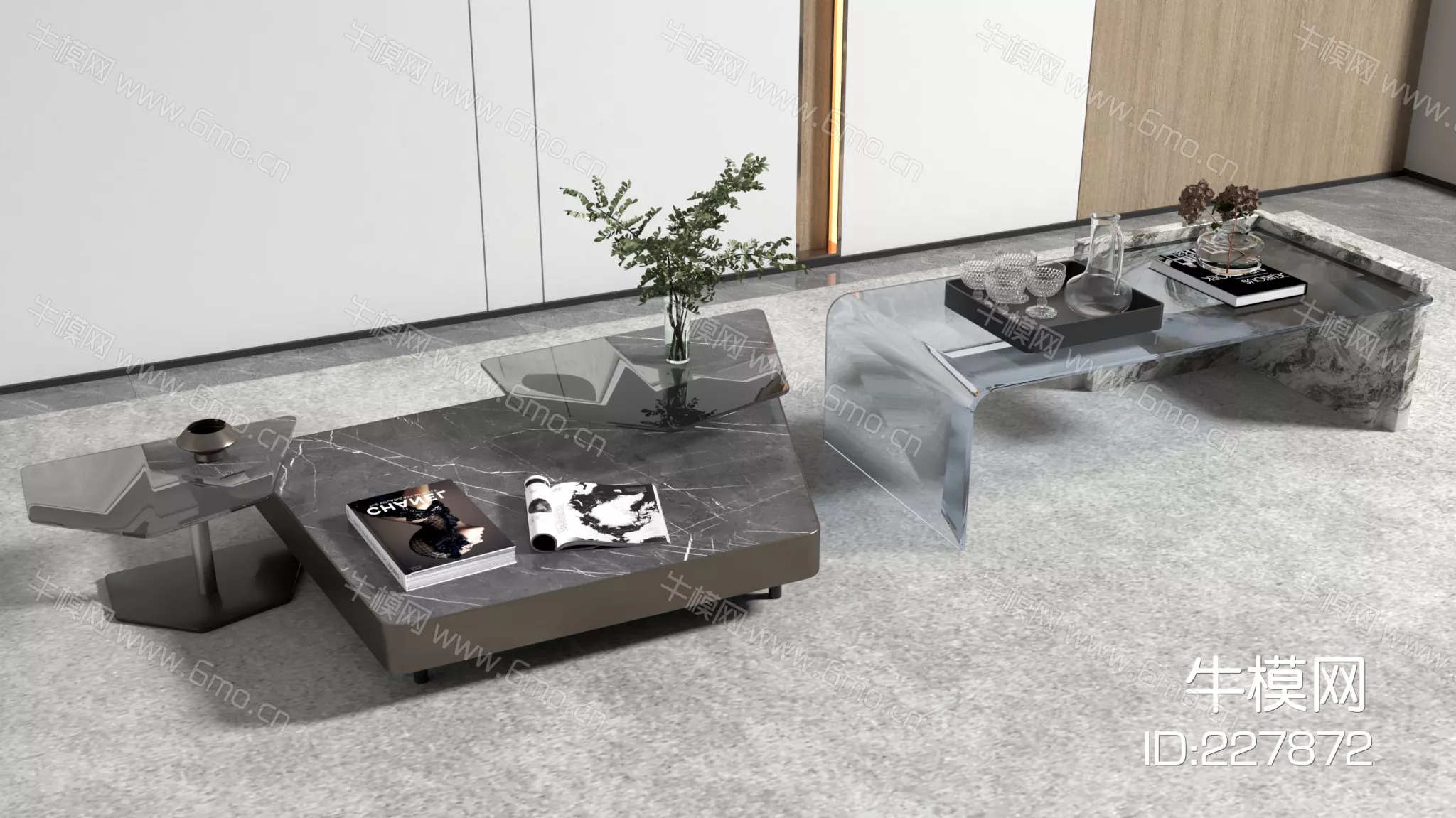 MODERN COFFEE TABLE - SKETCHUP 3D MODEL - VRAY - 227872