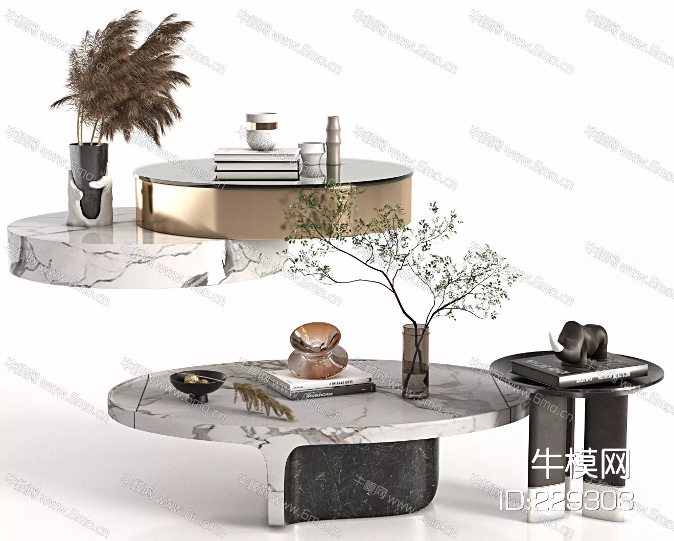 MODERN COFFEE TABLE - SKETCHUP 3D MODEL - VRAY - 229303