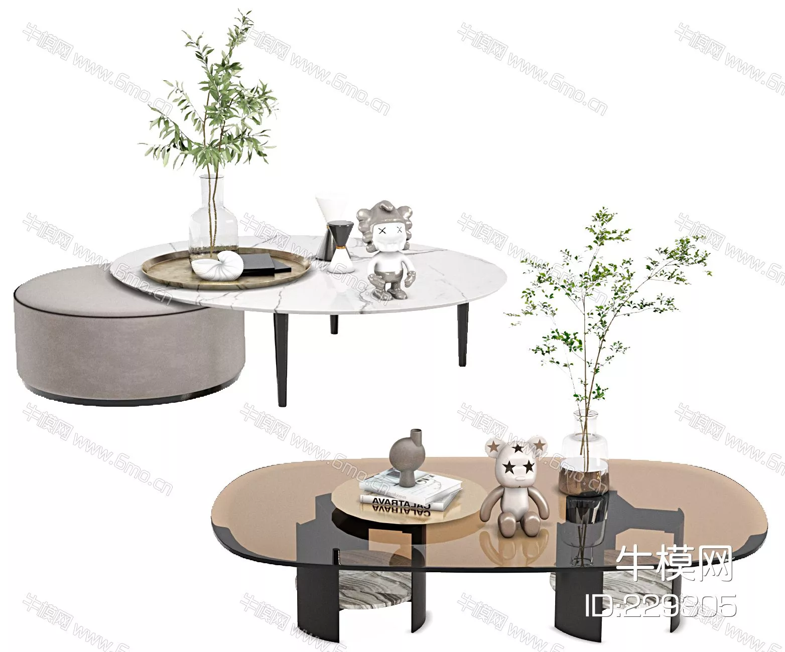 MODERN COFFEE TABLE - SKETCHUP 3D MODEL - VRAY - 229305