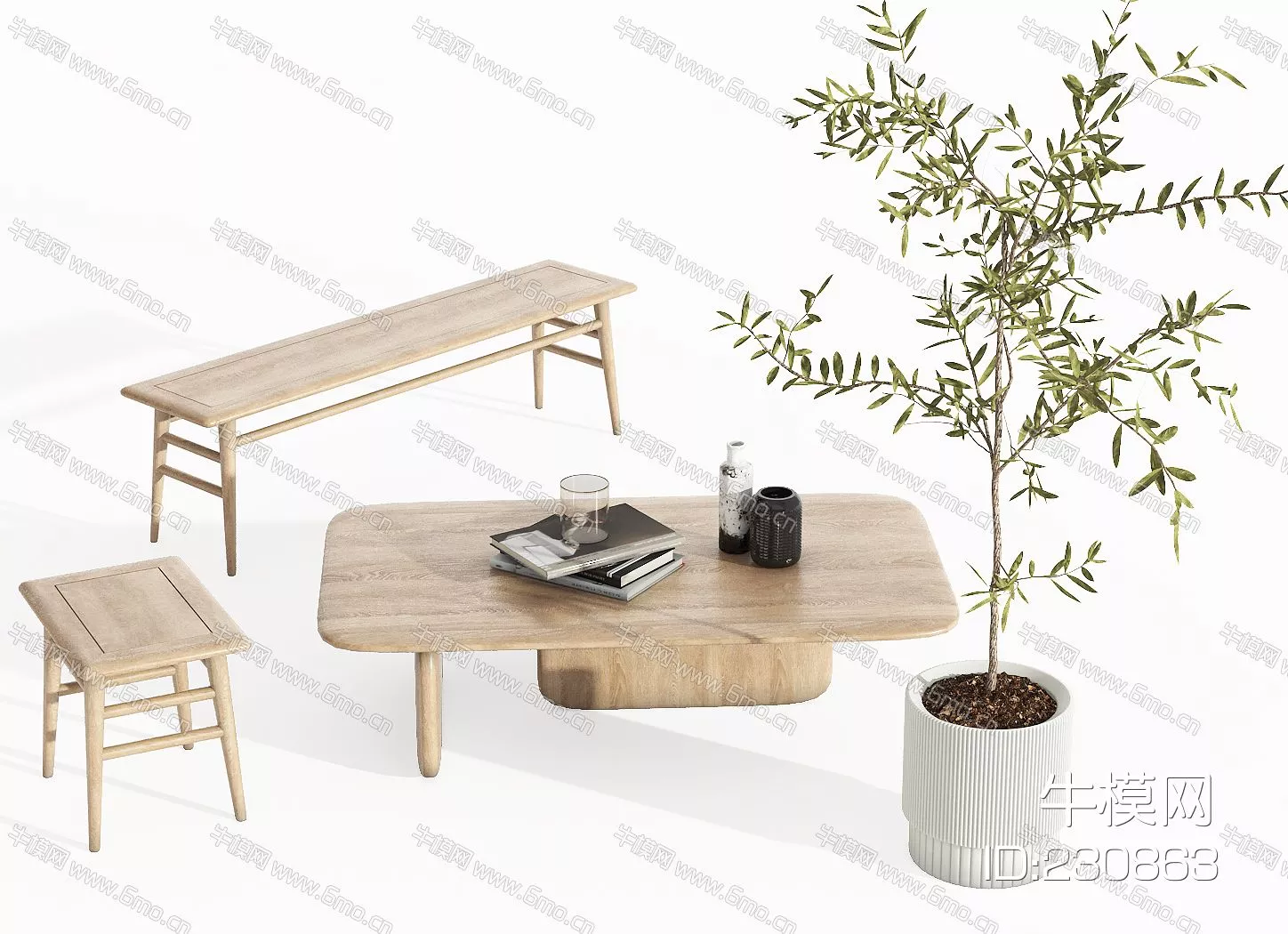 MODERN COFFEE TABLE - SKETCHUP 3D MODEL - VRAY - 230863