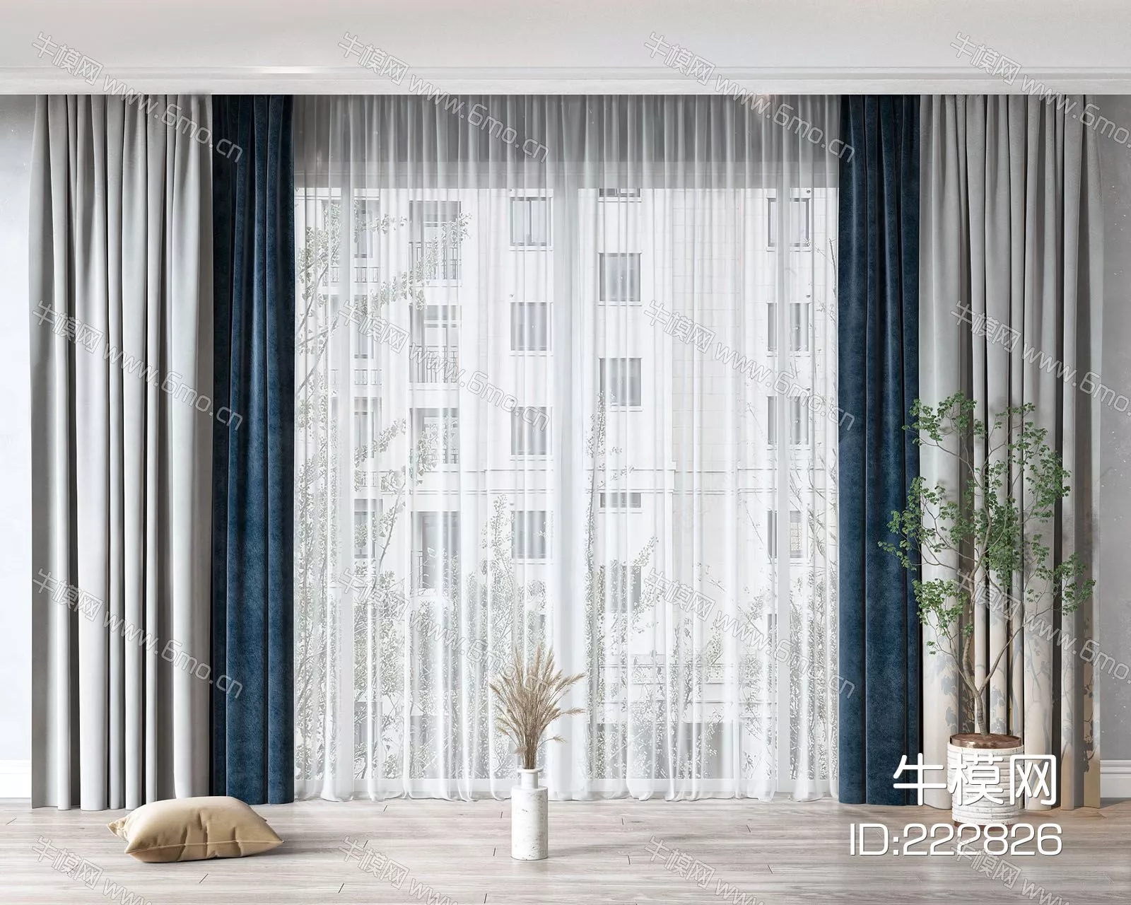 MODERN CURTAIN - SKETCHUP 3D MODEL - ENSCAPE - 222826