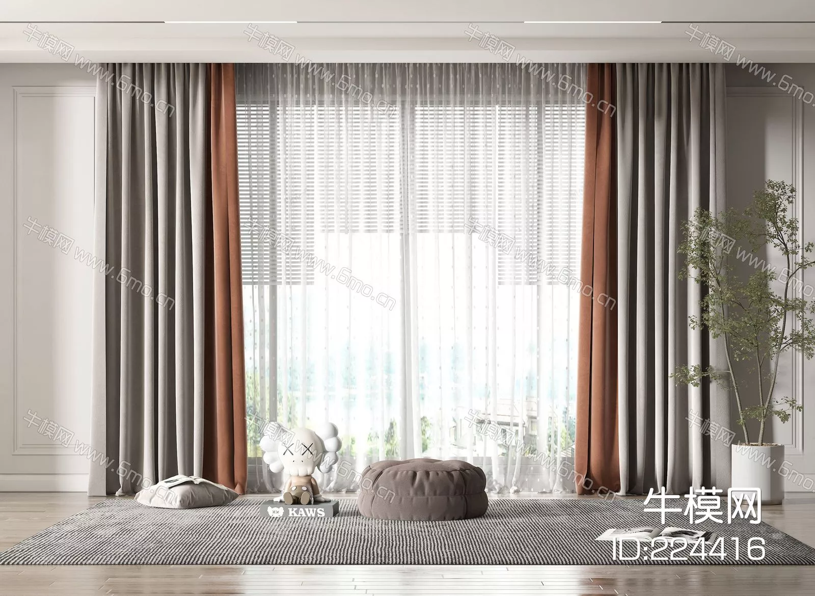 MODERN CURTAIN - SKETCHUP 3D MODEL - ENSCAPE - 224416