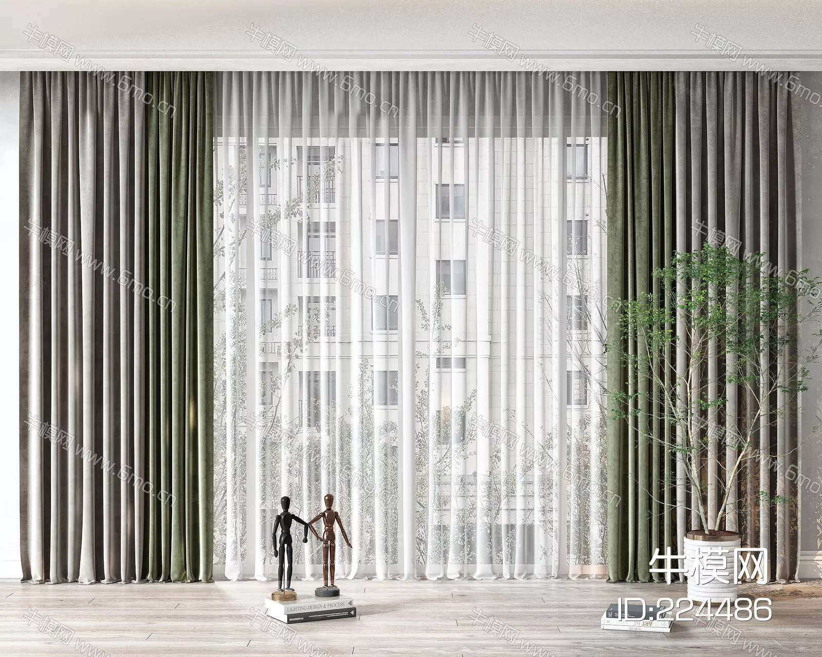 MODERN CURTAIN - SKETCHUP 3D MODEL - ENSCAPE - 224486