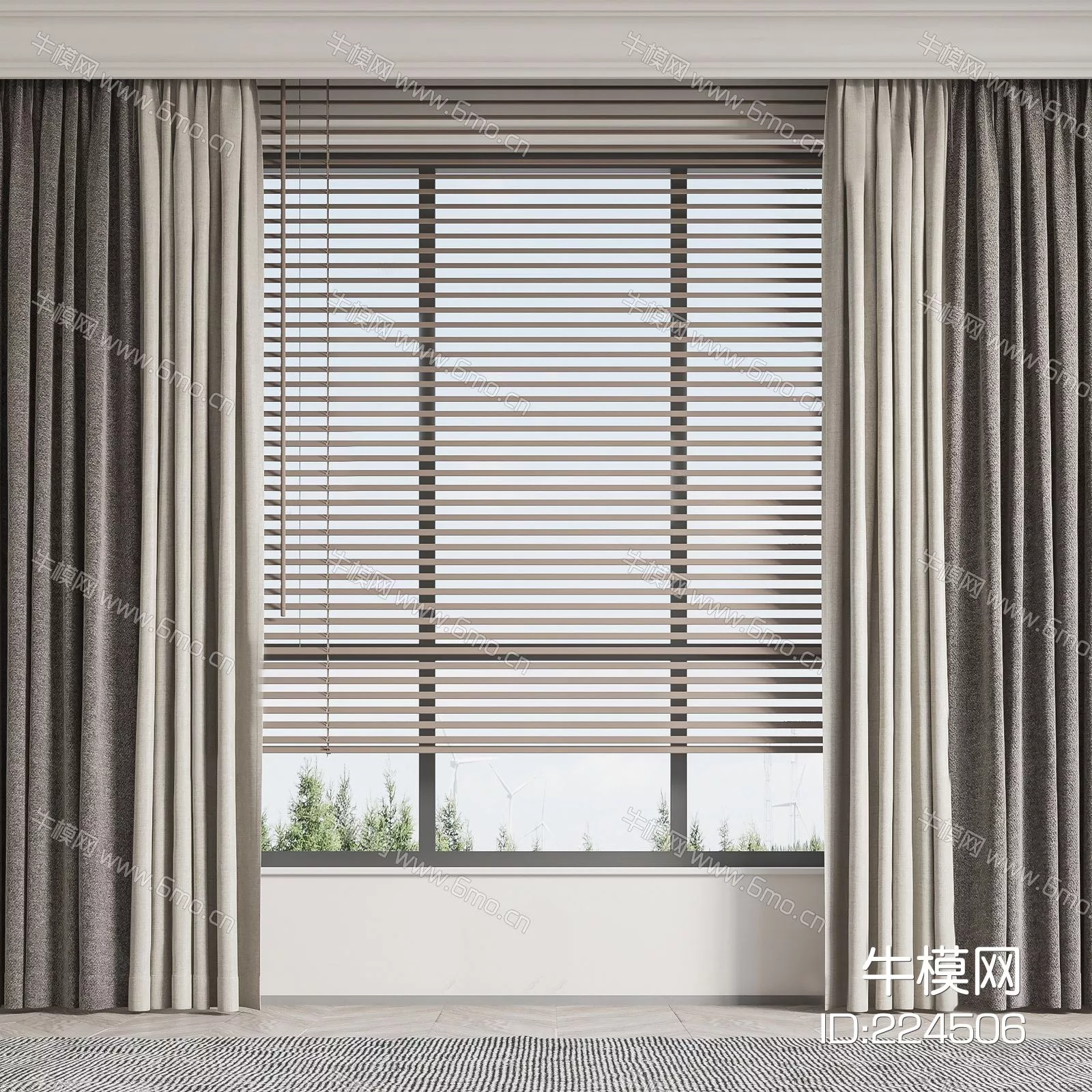 MODERN CURTAIN - SKETCHUP 3D MODEL - ENSCAPE - 224506