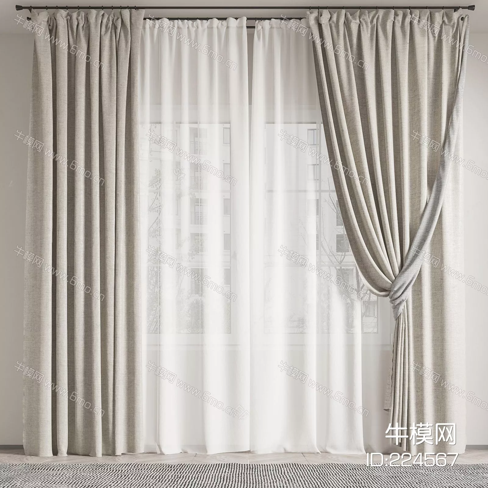 MODERN CURTAIN - SKETCHUP 3D MODEL - ENSCAPE - 224567