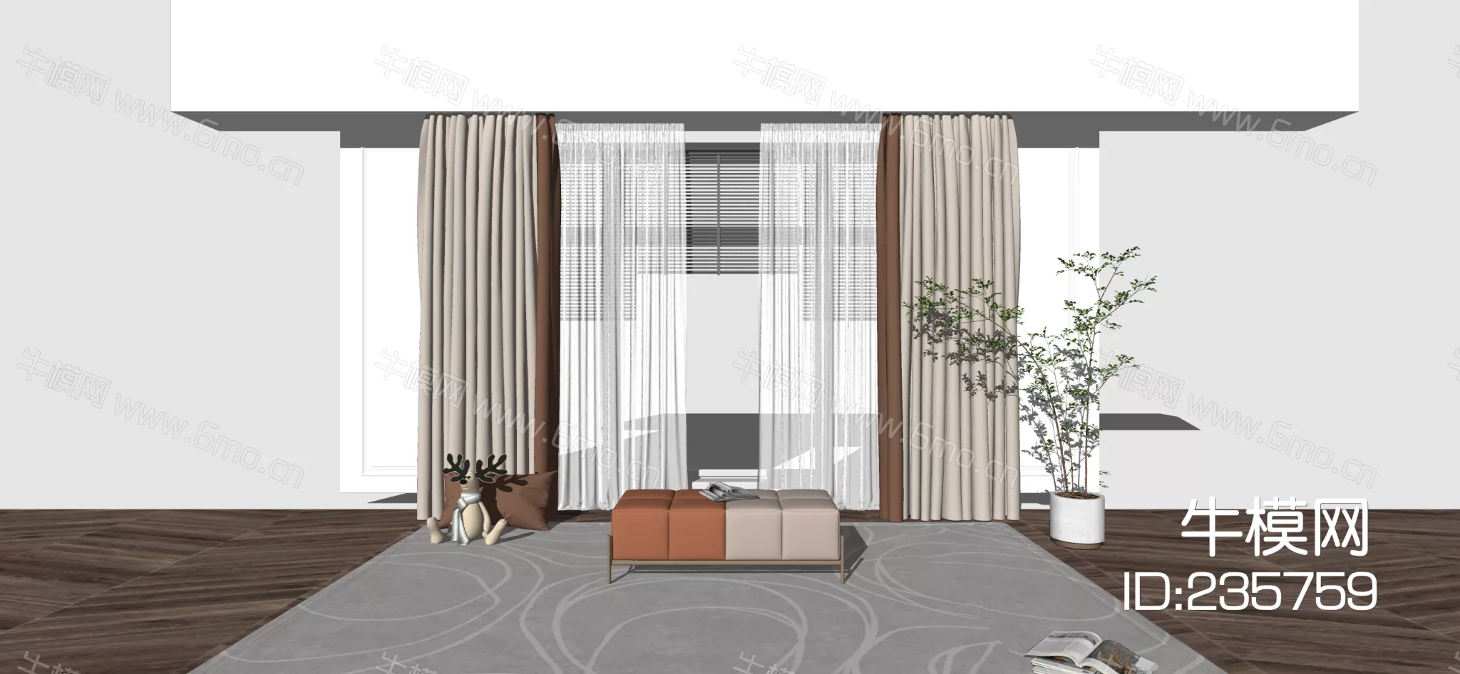 MODERN CURTAIN - SKETCHUP 3D MODEL - ENSCAPE - 235759