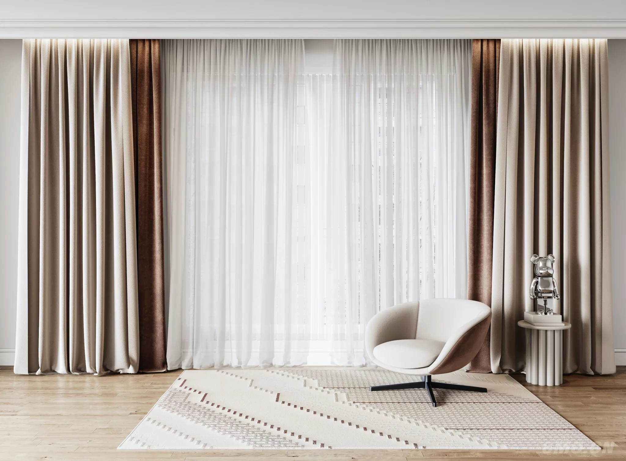 MODERN CURTAIN - SKETCHUP 3D MODEL - VRAY - 258276