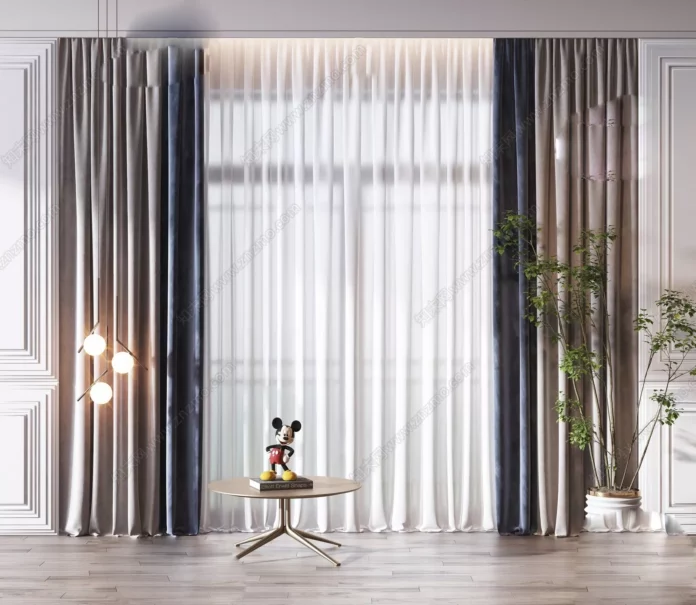 MODERN CURTAIN - SKETCHUP 3D MODEL - VRAY OR ENSCAPE - ID05446