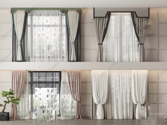 MODERN CURTAIN - SKETCHUP 3D MODEL - VRAY OR ENSCAPE - ID05449