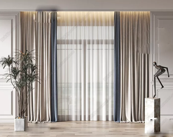 MODERN CURTAIN - SKETCHUP 3D MODEL - VRAY OR ENSCAPE - ID05454