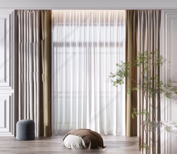MODERN CURTAIN - SKETCHUP 3D MODEL - VRAY OR ENSCAPE - ID05461