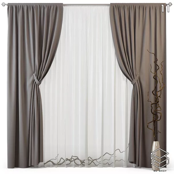 MODERN CURTAIN - SKETCHUP 3D MODEL - VRAY OR ENSCAPE - ID05467