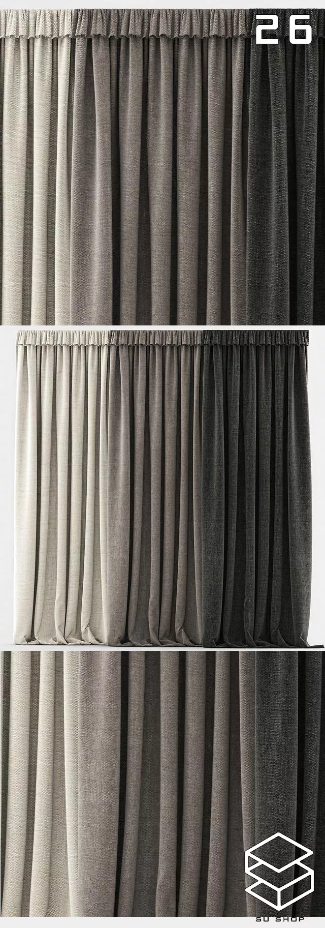 MODERN CURTAIN - SKETCHUP 3D MODEL - VRAY OR ENSCAPE - ID05483
