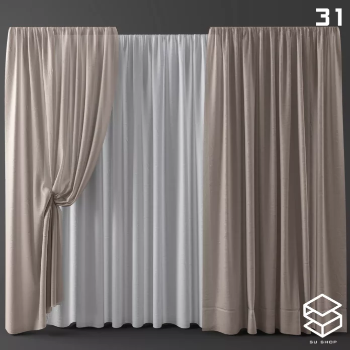 MODERN CURTAIN - SKETCHUP 3D MODEL - VRAY OR ENSCAPE - ID05489