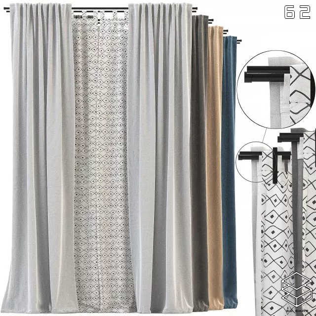 MODERN CURTAIN - SKETCHUP 3D MODEL - VRAY OR ENSCAPE - ID05523