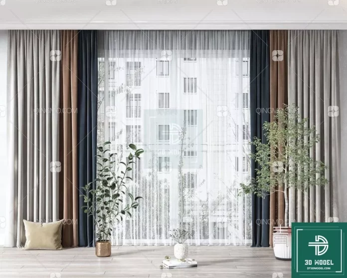 MODERN CURTAIN - SKETCHUP 3D MODEL - VRAY OR ENSCAPE - ID05567