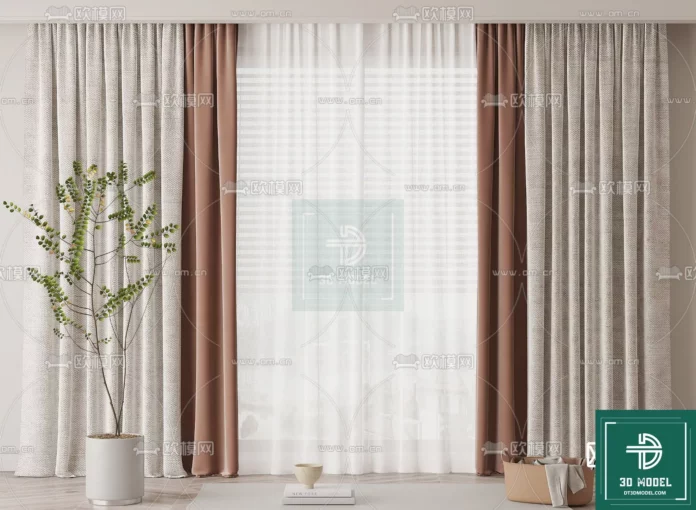 MODERN CURTAIN - SKETCHUP 3D MODEL - VRAY OR ENSCAPE - ID05579