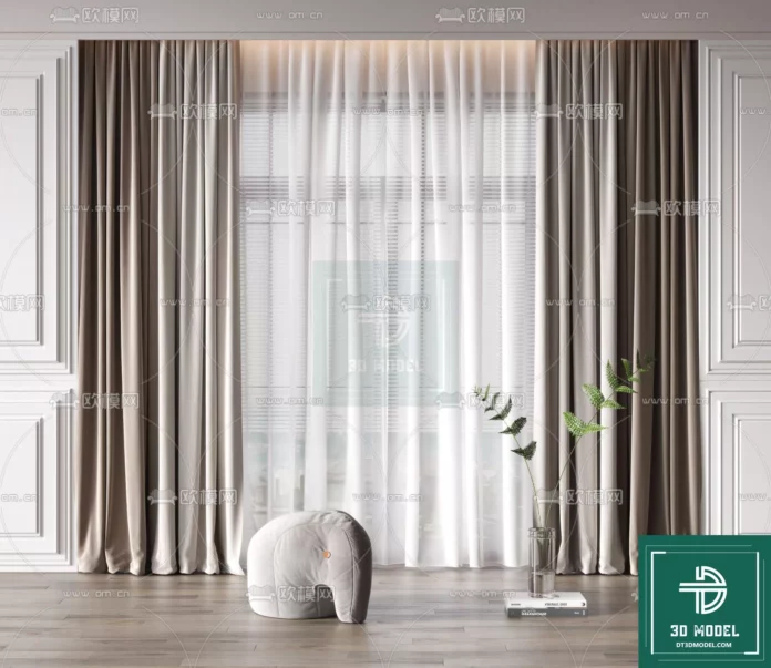 MODERN CURTAIN - SKETCHUP 3D MODEL - VRAY OR ENSCAPE - ID05586