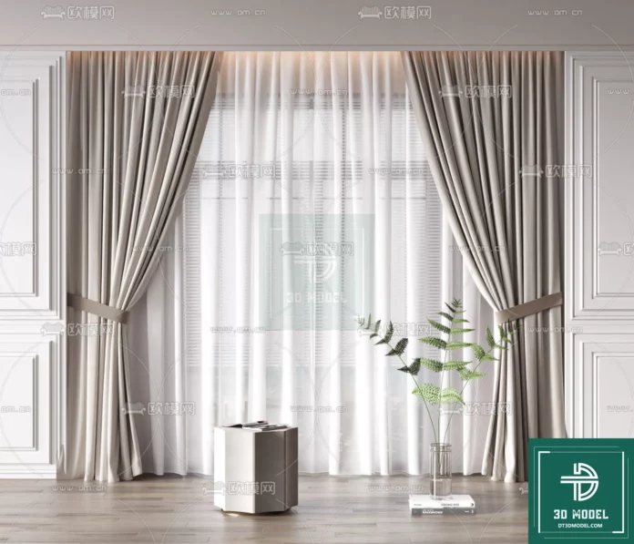 MODERN CURTAIN - SKETCHUP 3D MODEL - VRAY OR ENSCAPE - ID05587