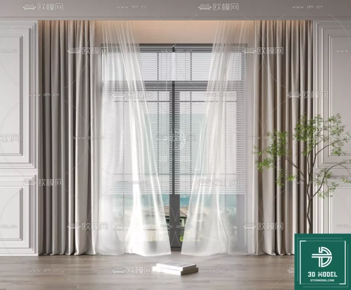 MODERN CURTAIN - SKETCHUP 3D MODEL - VRAY OR ENSCAPE - ID05588