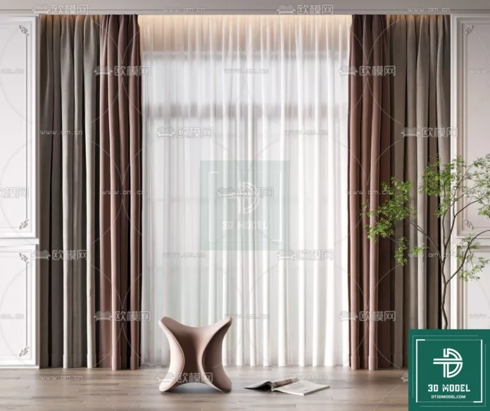 MODERN CURTAIN - SKETCHUP 3D MODEL - VRAY OR ENSCAPE - ID05594