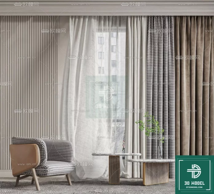 MODERN CURTAIN - SKETCHUP 3D MODEL - VRAY OR ENSCAPE - ID05595