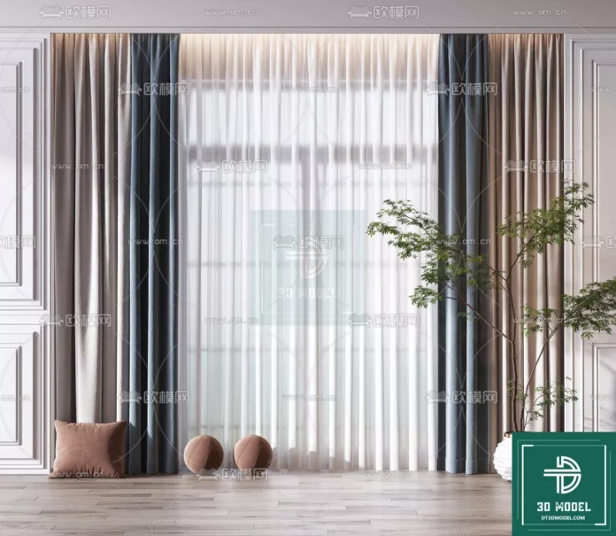 MODERN CURTAIN - SKETCHUP 3D MODEL - VRAY OR ENSCAPE - ID05596