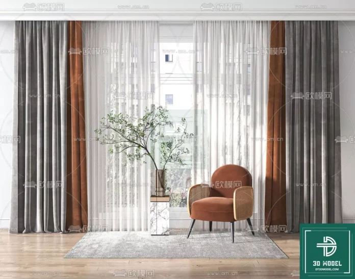 MODERN CURTAIN - SKETCHUP 3D MODEL - VRAY OR ENSCAPE - ID05598