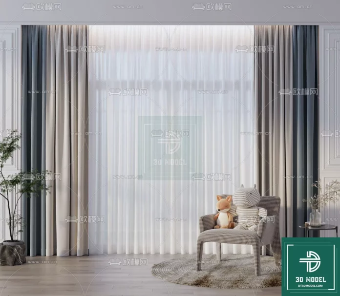 MODERN CURTAIN - SKETCHUP 3D MODEL - VRAY OR ENSCAPE - ID05605