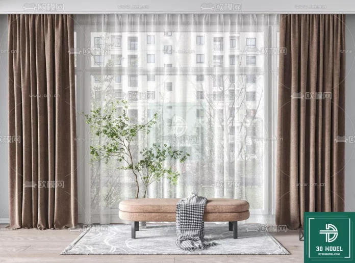 MODERN CURTAIN - SKETCHUP 3D MODEL - VRAY OR ENSCAPE - ID05608