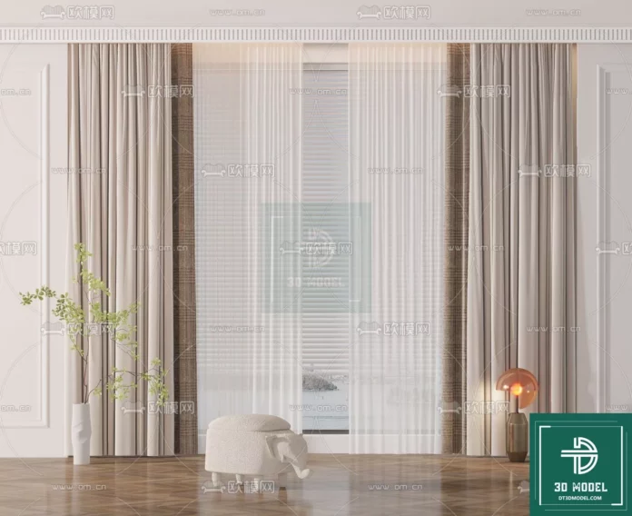 MODERN CURTAIN - SKETCHUP 3D MODEL - VRAY OR ENSCAPE - ID05618