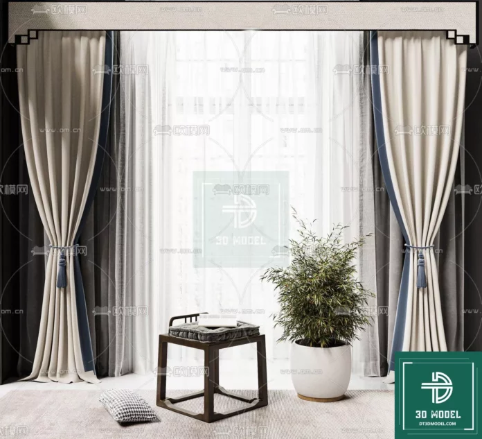 MODERN CURTAIN - SKETCHUP 3D MODEL - VRAY OR ENSCAPE - ID05622