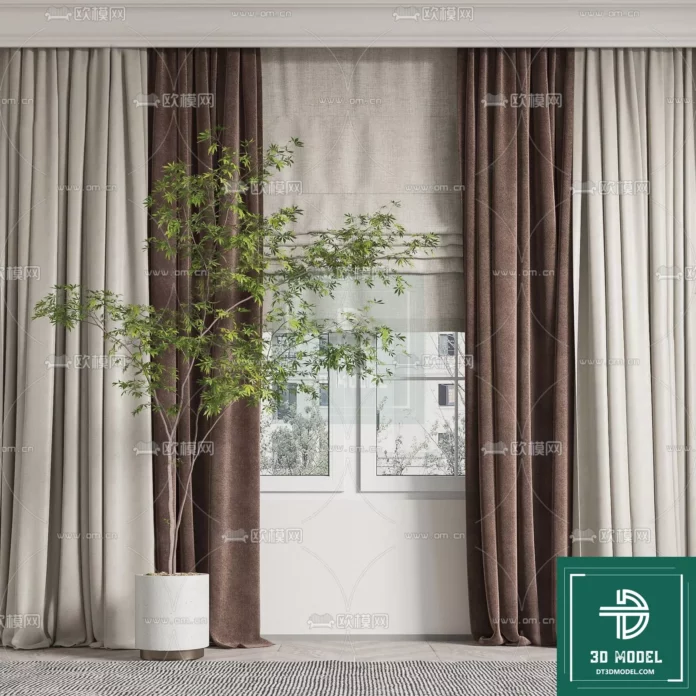 MODERN CURTAIN - SKETCHUP 3D MODEL - VRAY OR ENSCAPE - ID05624