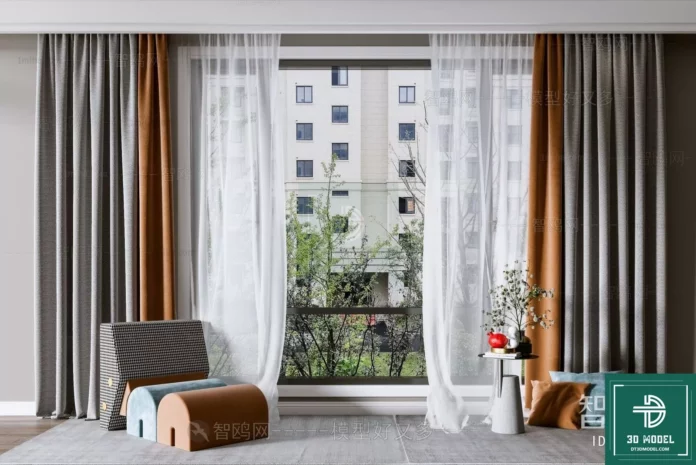 MODERN CURTAIN - SKETCHUP 3D MODEL - VRAY OR ENSCAPE - ID05654