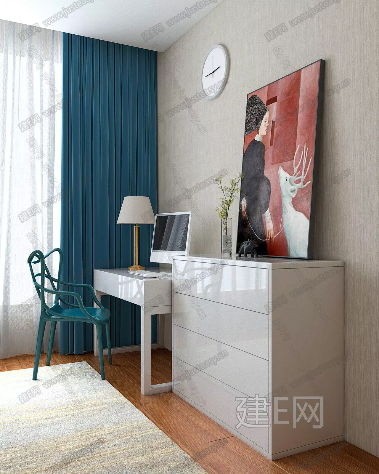 MODERN DESK AND CHAIRS - SKETCHUP 3D MODEL - ENSCAPE - 111234460