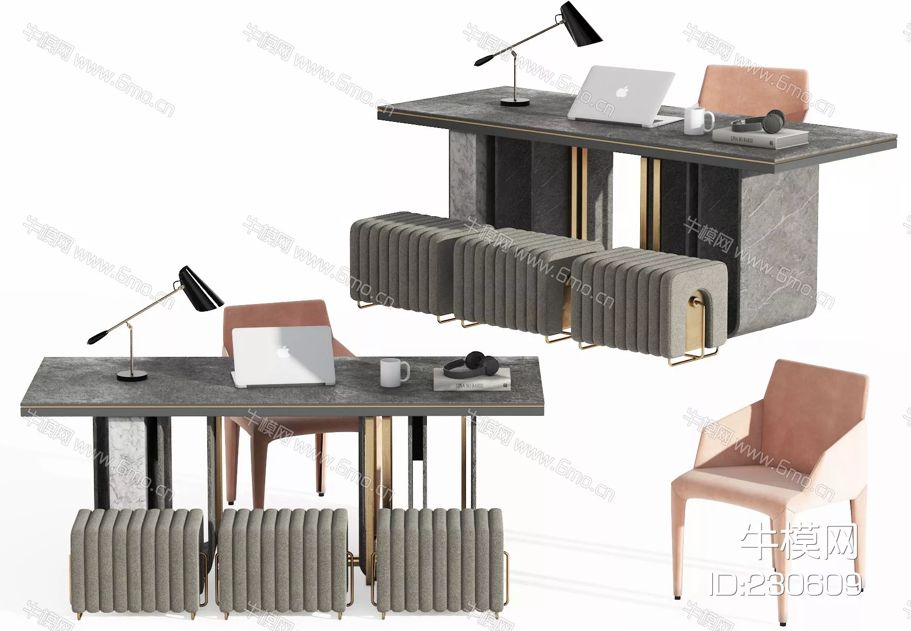 MODERN DESK - SKETCHUP 3D MODEL - VRAY - 230609