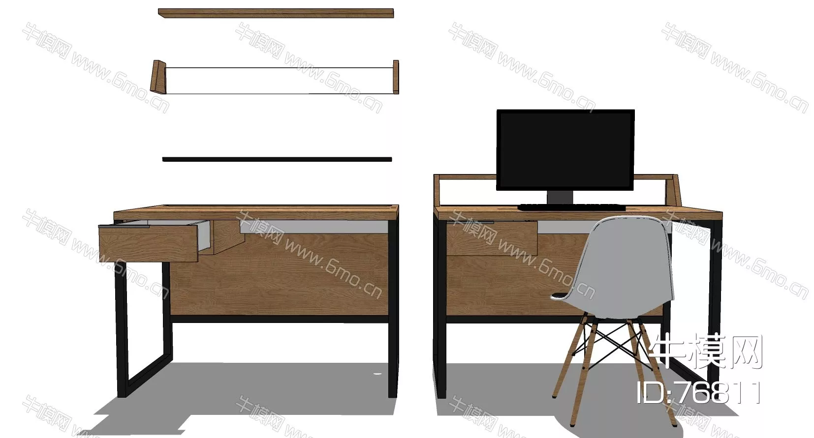 MODERN DESK - SKETCHUP 3D MODEL - VRAY - 76811