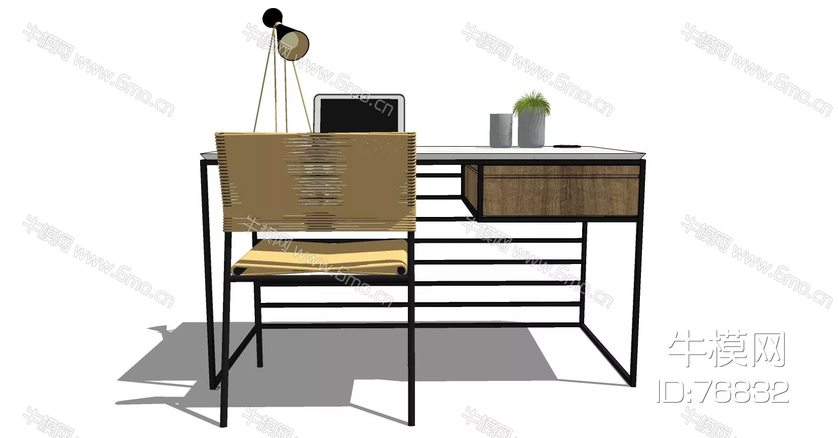 MODERN DESK - SKETCHUP 3D MODEL - VRAY - 76832