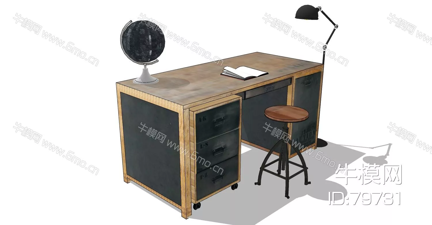 MODERN DESK - SKETCHUP 3D MODEL - VRAY - 79731