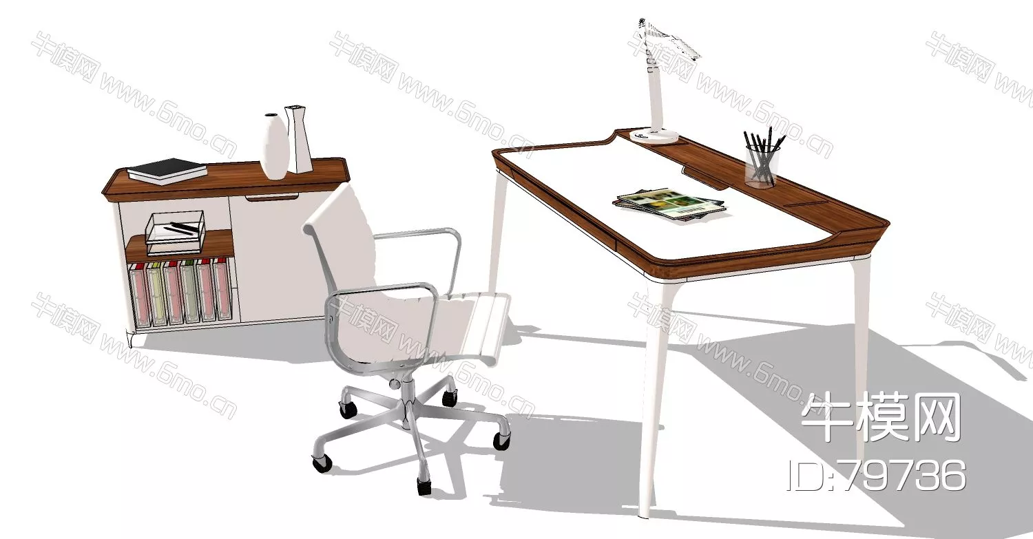 MODERN DESK - SKETCHUP 3D MODEL - VRAY - 79736