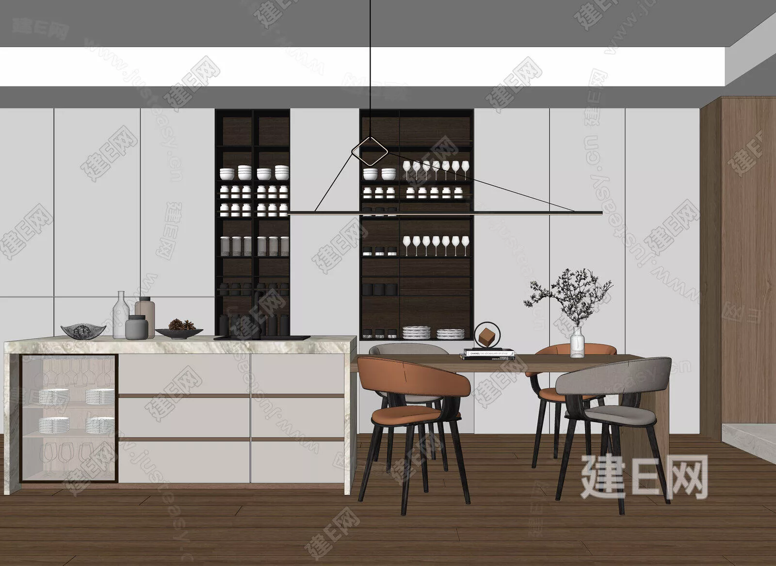 MODERN DINING ROOM - SKETCHUP 3D SCENE - ENSCAPE - 112411665