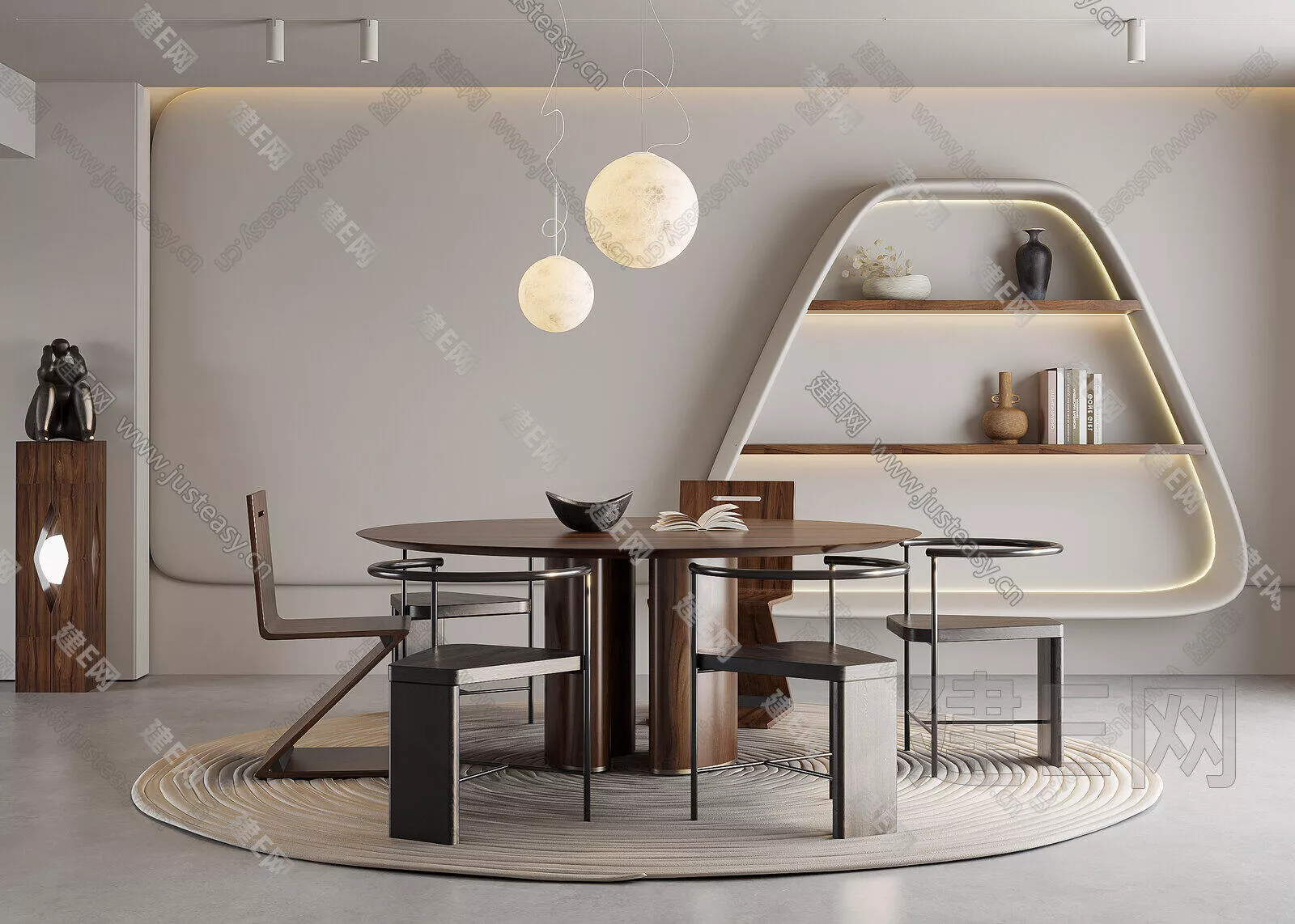 MODERN DINING TABLE SET - SKETCHUP 3D MODEL - ENSCAPE - 101273036