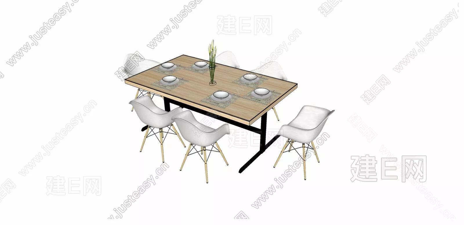 MODERN DINING TABLE SET - SKETCHUP 3D MODEL - ENSCAPE - 105726306
