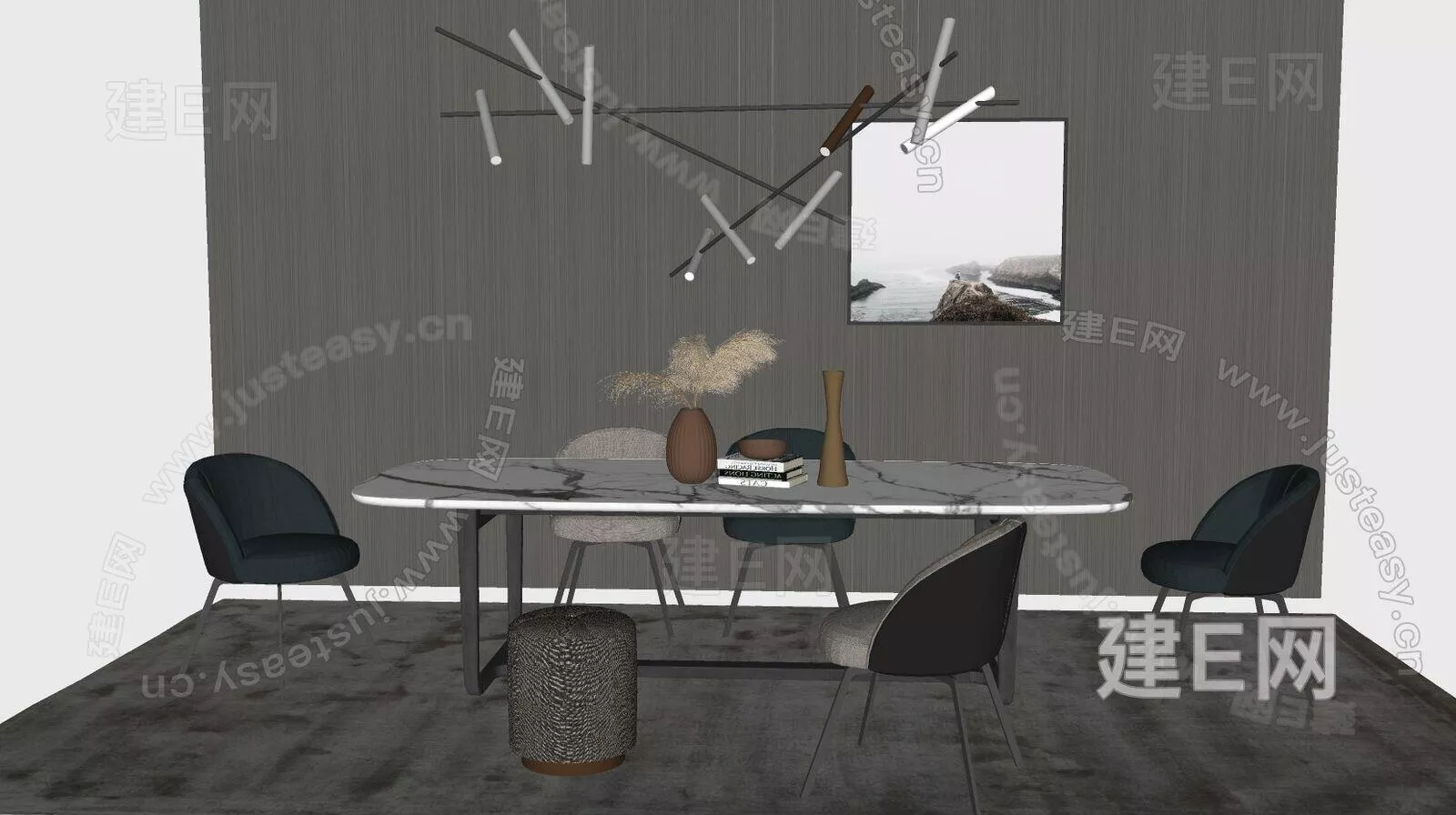 MODERN DINING TABLE SET - SKETCHUP 3D MODEL - ENSCAPE - 106709098